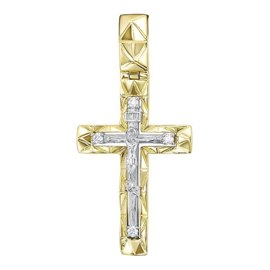 Крест, золото, бриллиант, желтый, 11-0607